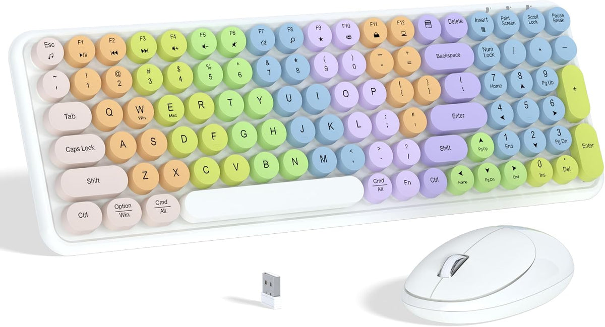 Links9+ Colorful Wireless Keyboard Mouse Combo (White Colorful)