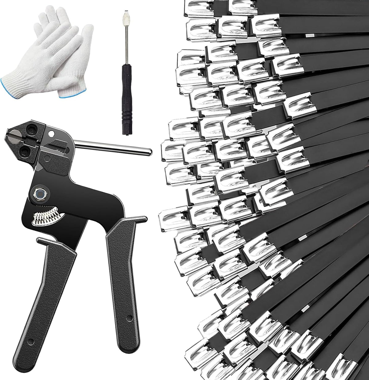 300PCS Cable Ties Kit, 11.8 Inch Heavy Duty Black Metal Zip Ties