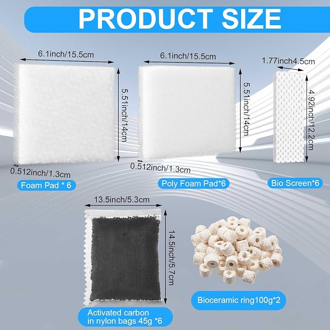 26 Pcs Aquarium Filter Media Kit Compatible