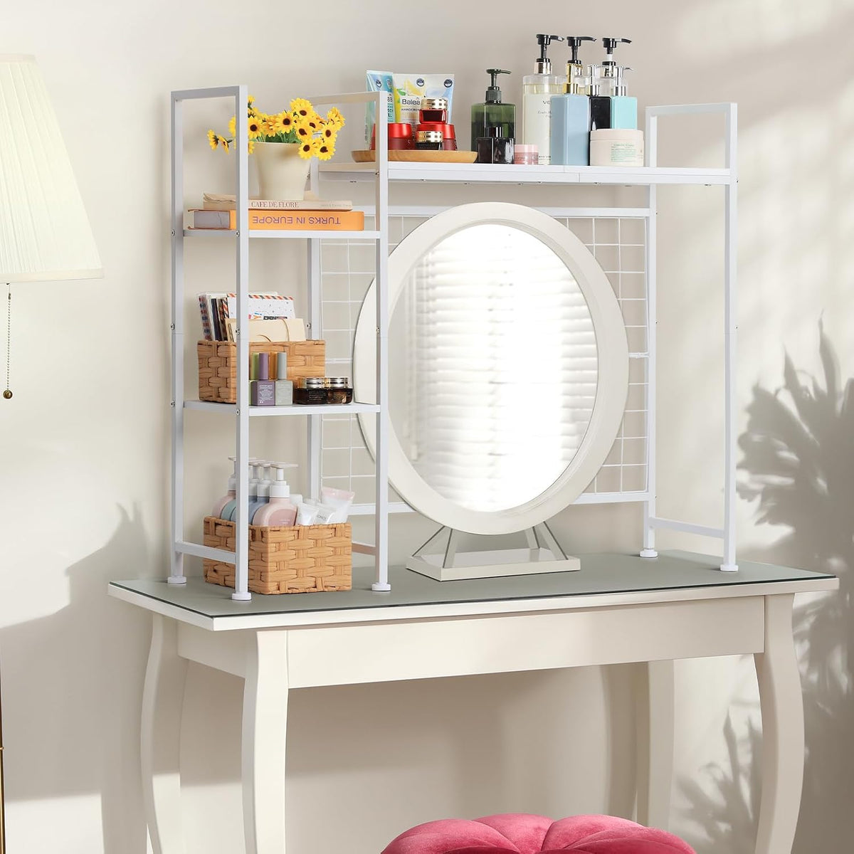 Desk Hutch Shelf White Desktop Bookshelf Dorm