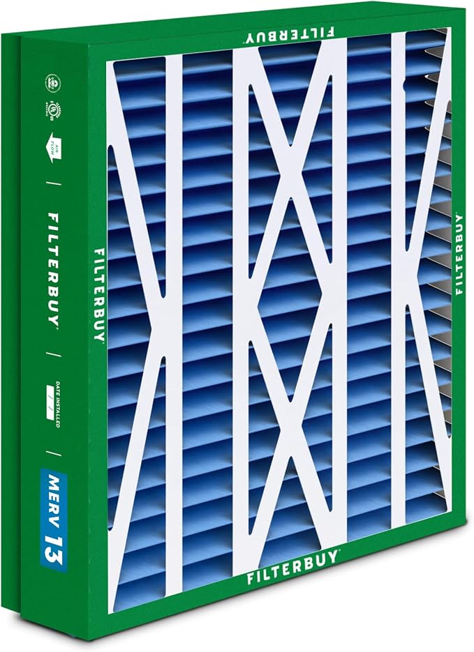 Filterbuy 24.5x27x5 Air Filter MERV 13 Optimal Smoke & Allergy Defense