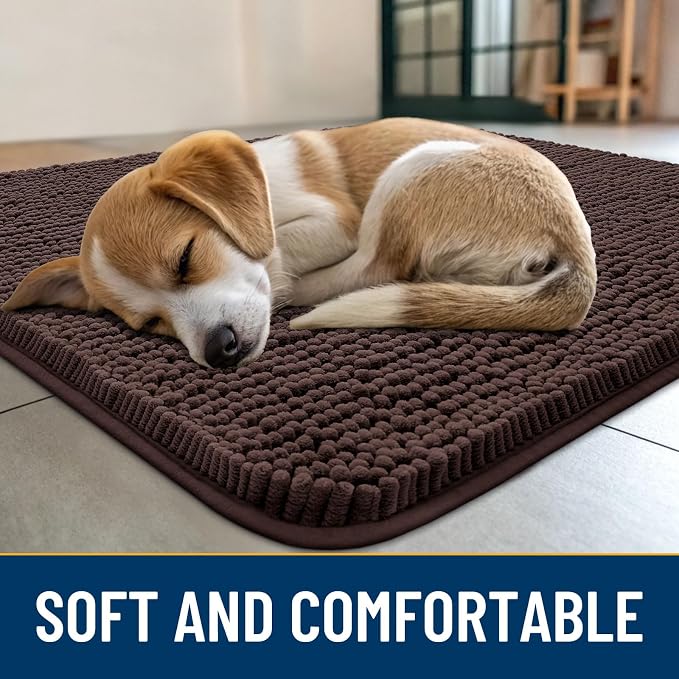 Smiry Dog Door Mat for Muddy Paws 45x27, Absorbent Dirt Trapper, Non-Slip