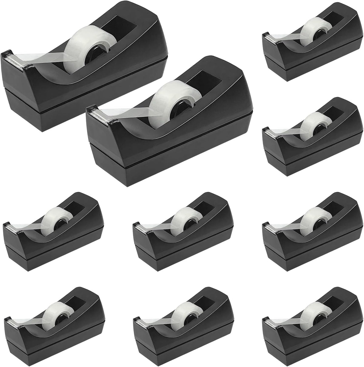 10 Pack Black Desktop Tape Dispenser Bulk - Tape Not Included
