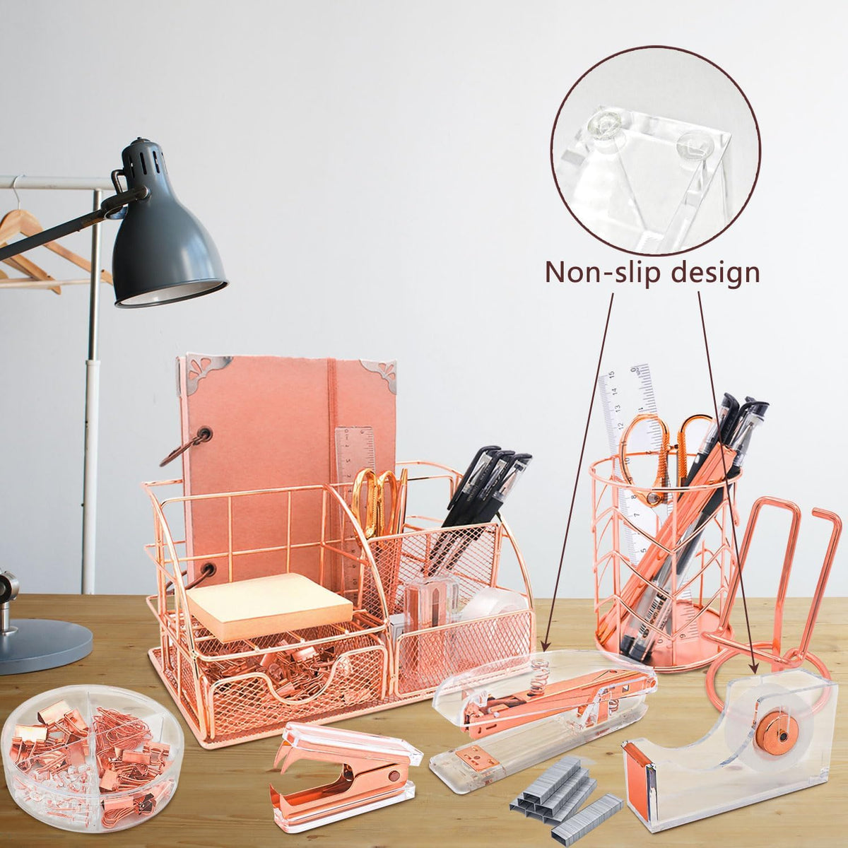Rose Gold 13PCS Office Desk Organizers Supplies and Accessories