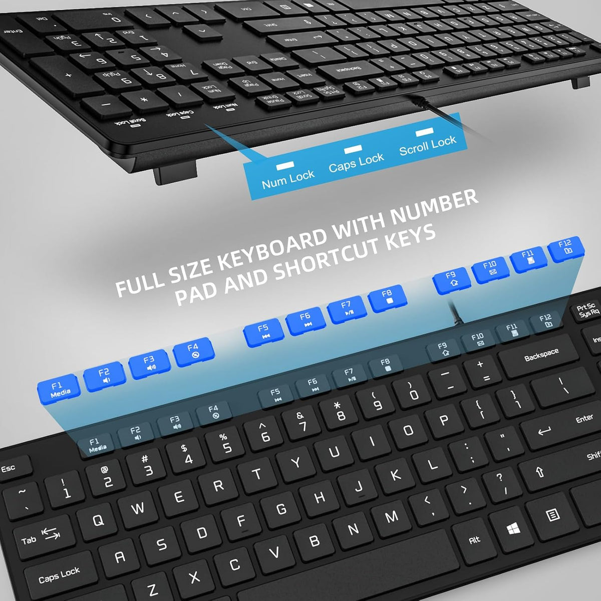 USB Wired Keyboard for Window,Comfortable Quiet Chocolate Keys, Durable Ultra-Slim Wired Computer Keyboard(QWERTY) for PC, Windows 11/10/8/7/XP/Vista KB1430