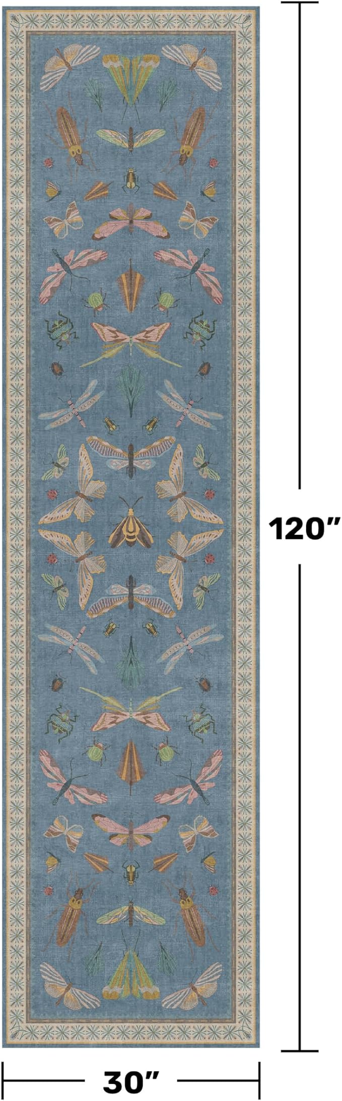 2'6''x10' Blue Insect Runner Rug