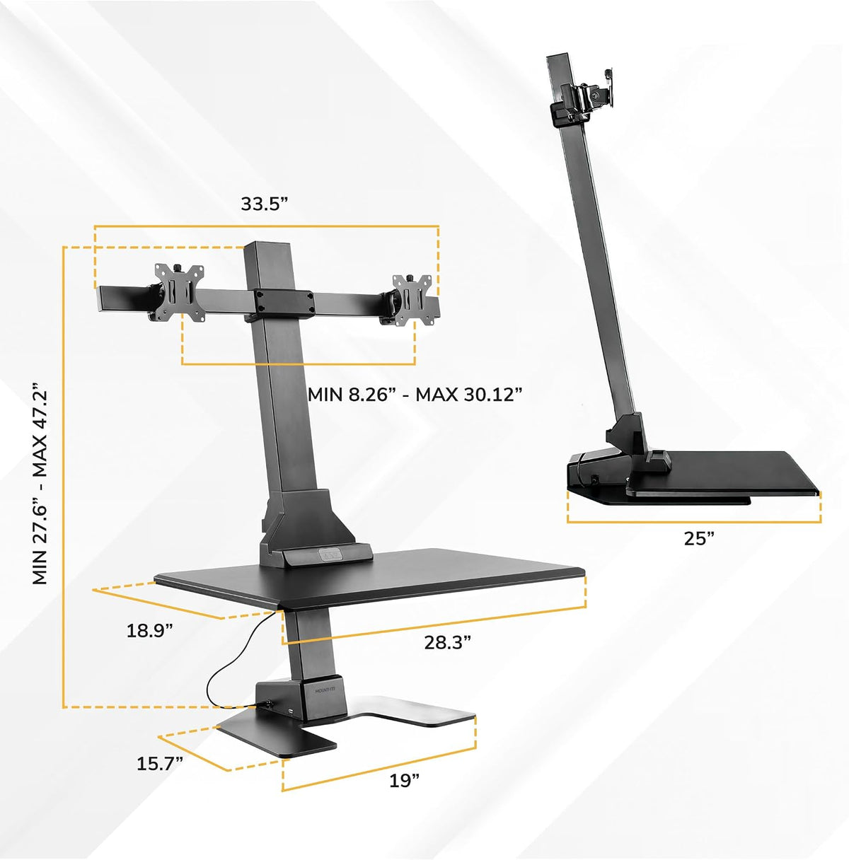 Mount-It! Dual Monitor Electric Standing Desk Converter, Sit-Stand Riser
