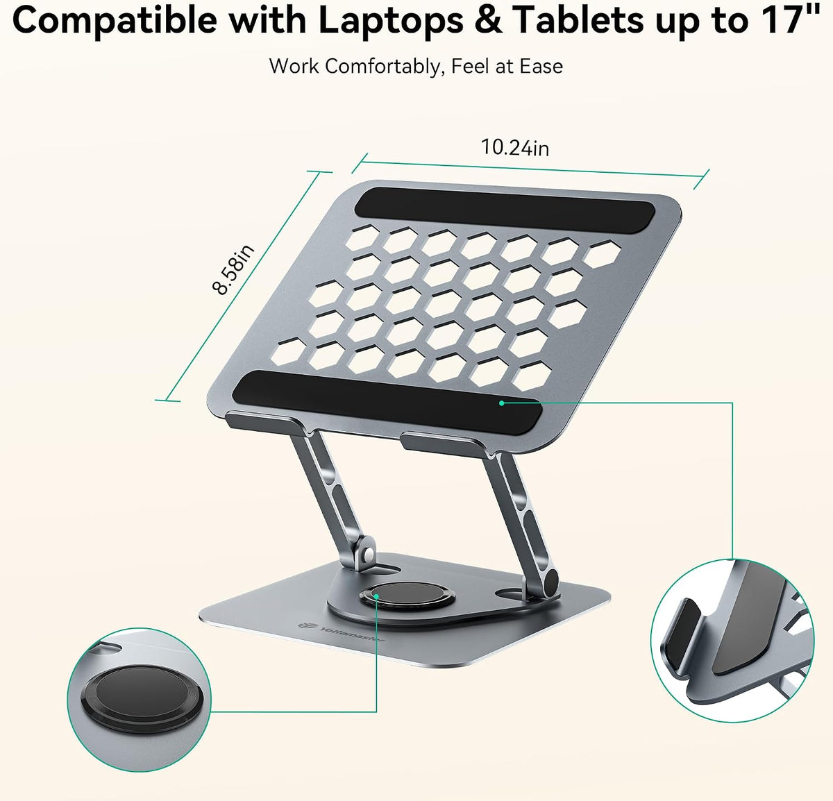Yottamaster Adjustable Laptop Stand, 360° Rotating Aluminum Desk Stand