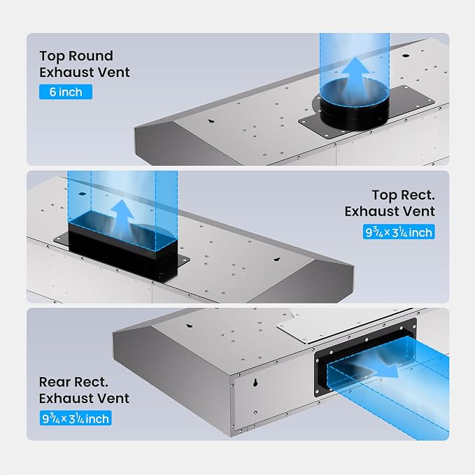 Under Cabinet Range Hood 30 Inch, 980CFM Fast Venting Ducted, Kitchen Hood