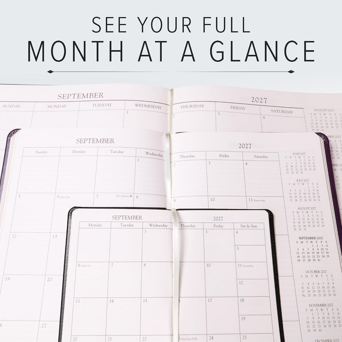 Gallery Leather Large Monthly Planner 2026-2027 Acadia Navy