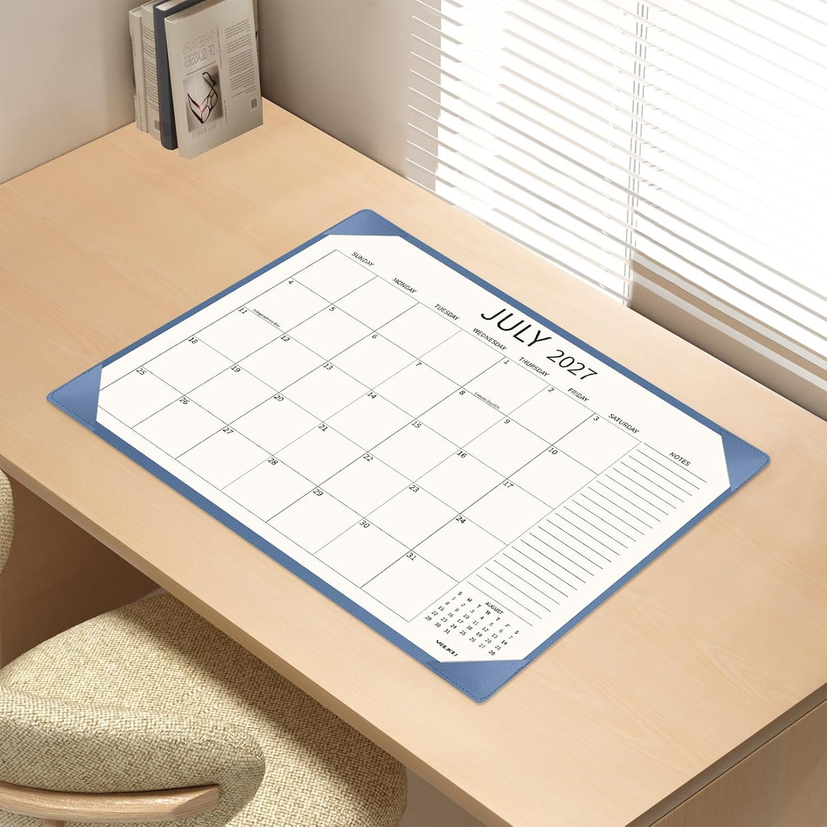 Desk Calendar 2026 Large 22x17, July 2026 to December 2027,18 Months Big Desk Pad Calendar with Desktop Mat for Home Office School Planning, Blue