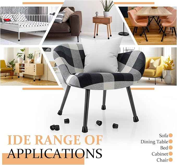 1-1/2” Round Rubber Chair Leg Tips Caps, Chair Leg Floor Protectors, Non-Slip