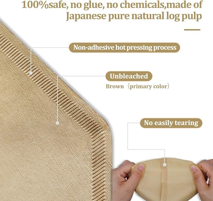 #4 Cone Coffee Filter 8-12 cup, Unbleached Natural Paper, No Blowout, Disposable