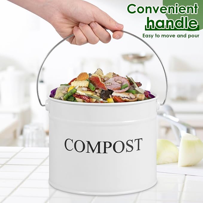 Kitchen Compost Bin 0.8 Gallon Metal Countertop Compost Bin