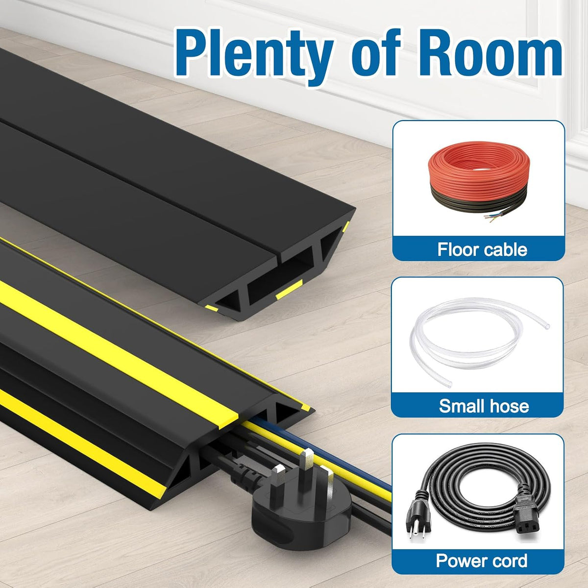 Eapele 10 ft Floor Cable Cover Protector, Heavy Duty PVC Duct Easy to Unroll, Prevent Trip Hazard for Home Office or Outdoor Settings