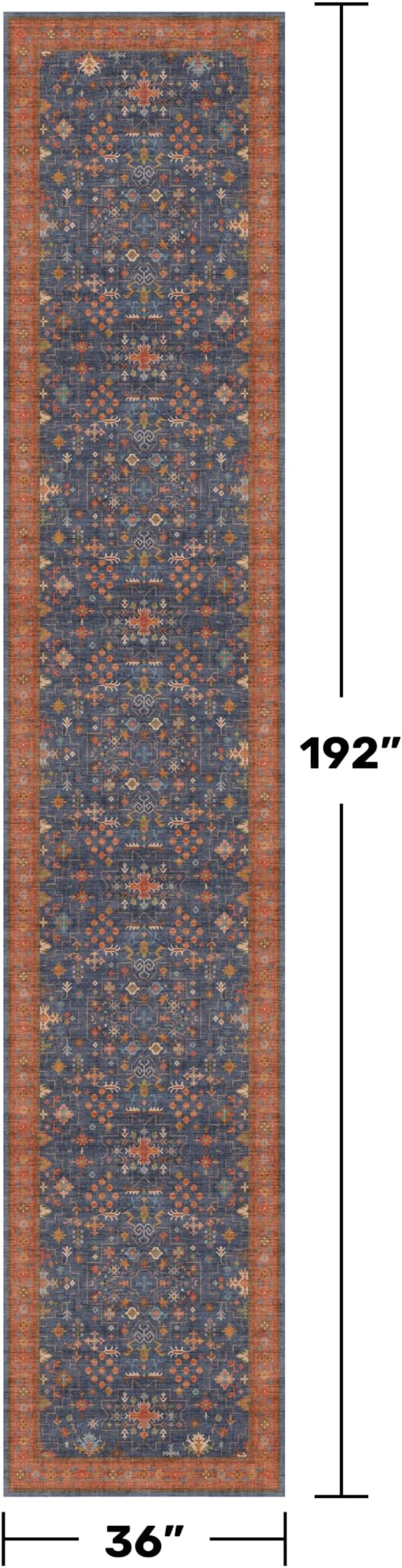 Hazo Haus Boho Washable 3x16 Extra Long Hallway Runner Rug, Non-Slip Stain &