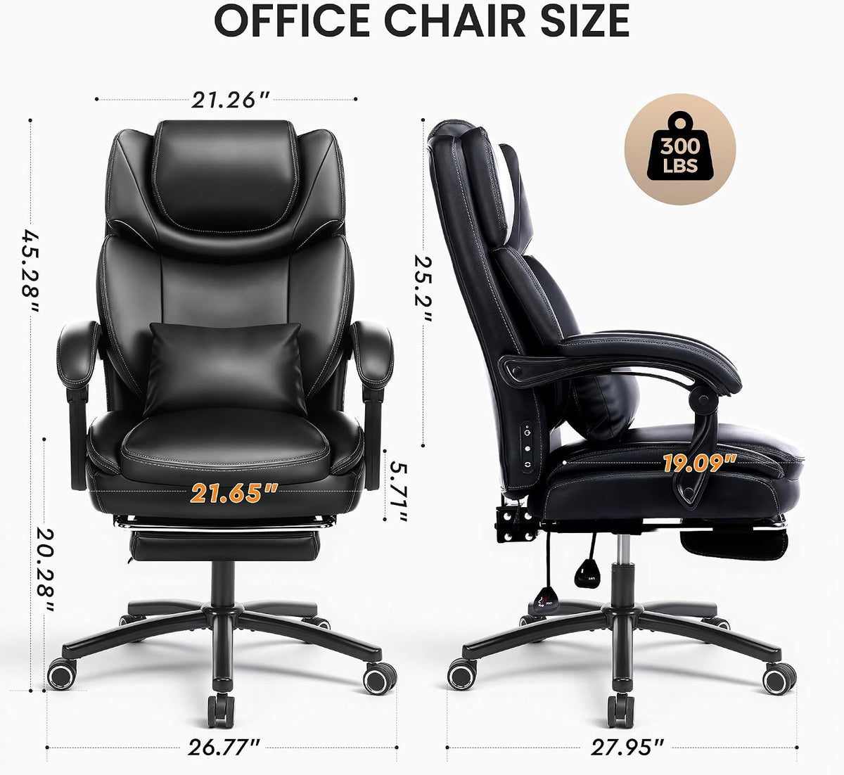 COLAMY Executive Office Chair with Heat Massage, Footrest & Lumbar Support