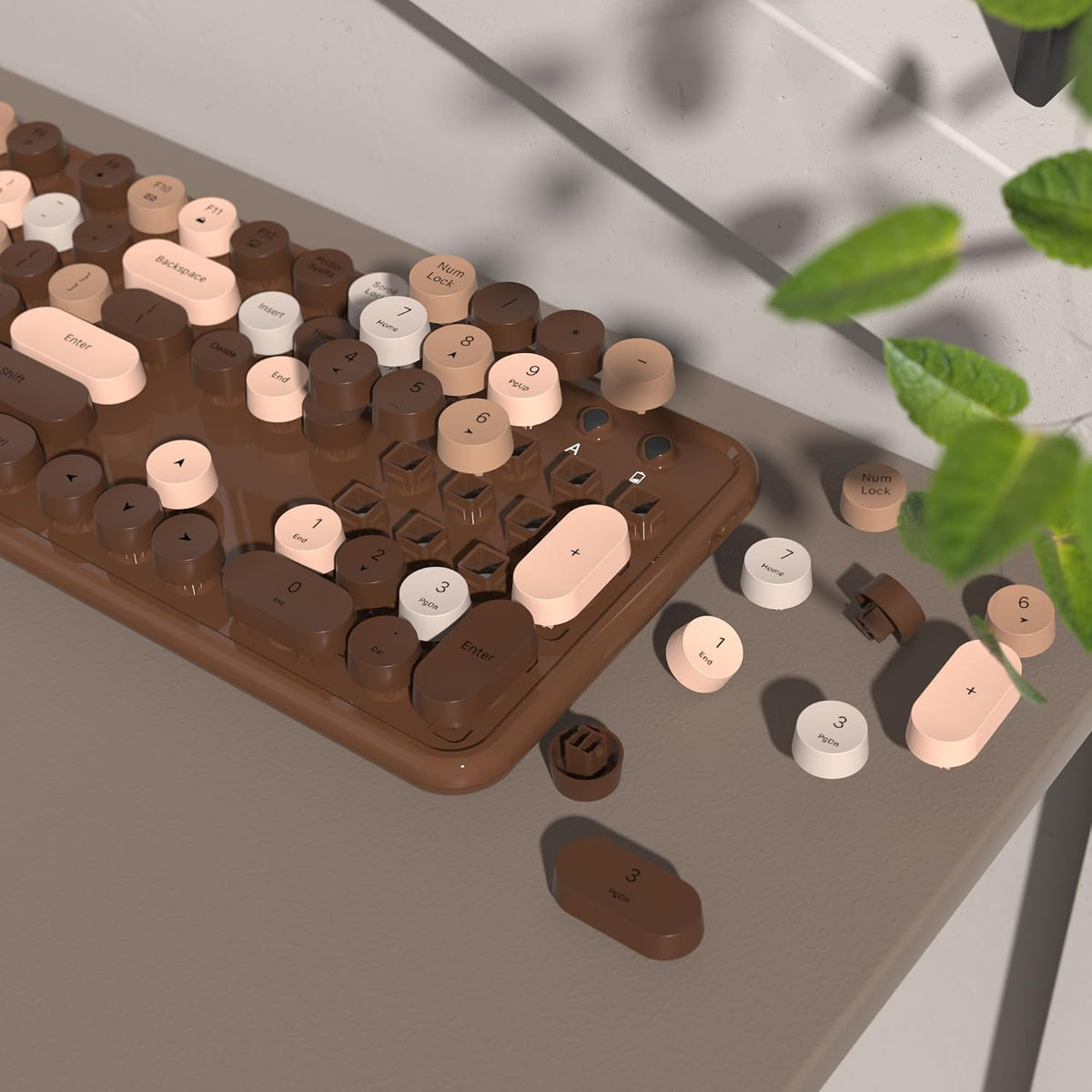 Colorful Wireless Keyboard and Mouse Combo (Brown Colorful)