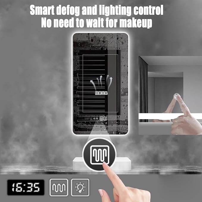 Bathroom Mirror with LED Lights, Backlit Illuminated Bathroom Mirror Wall