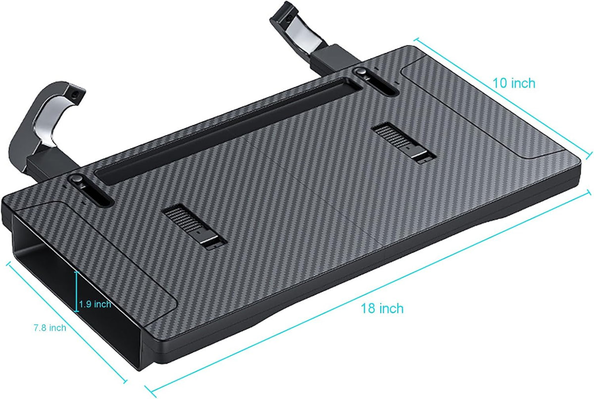 2-in-1 Car Steering Wheel Desk Laptop Tray Adjustable Foldable Food Table