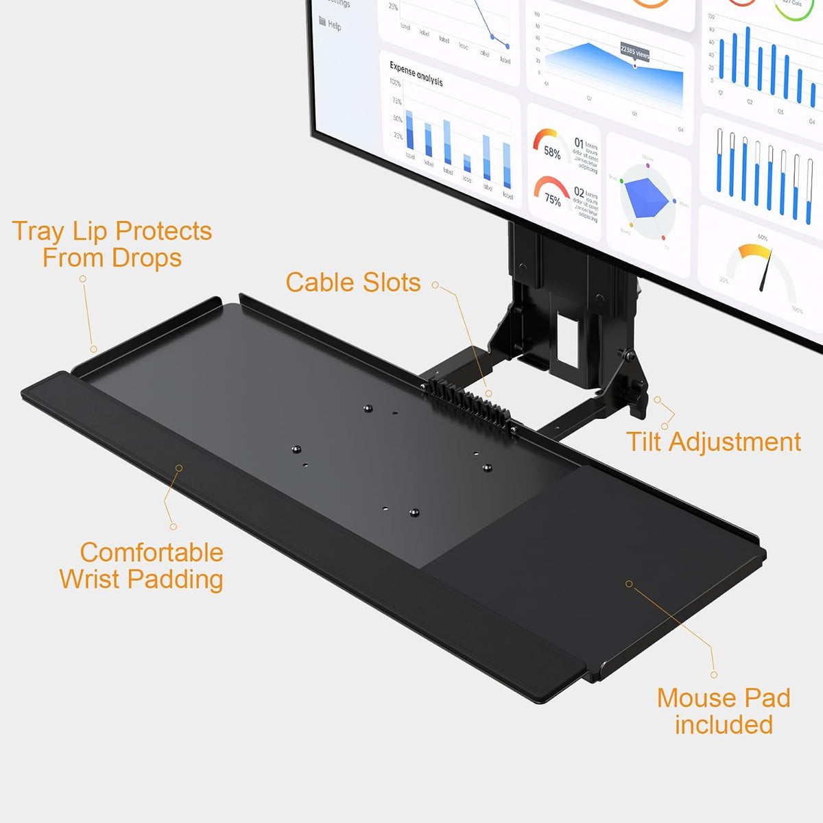 PUTORSEN Monitor and Keyboard Wall Mount with CPU Holder,Fits 32",55 lbs