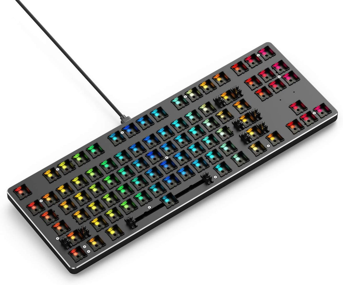 GLORIOUS Custom Gaming Keyboard - GMMK 85% Percent TKL Barebone - USB C Wired Mechanical Keyboard Kit - RGB Hot Swappable Switches & Keycaps - Black Metal Top Plate