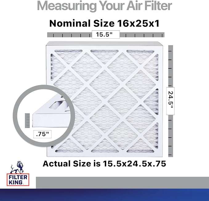 Filter King 16x25x1 Air Filter | 4-PACK | Carbon MERV 8 HVAC Pleated A/C