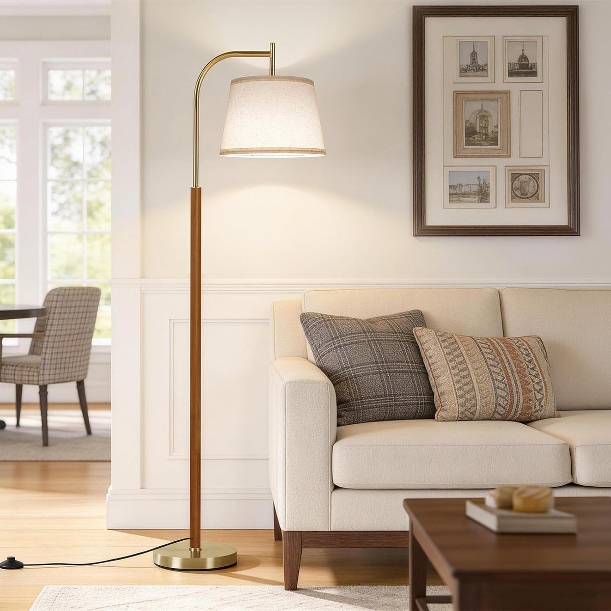 SUNMORY Wood Floor Lamp for Living Room, Mid Century Modern Standing Lamps