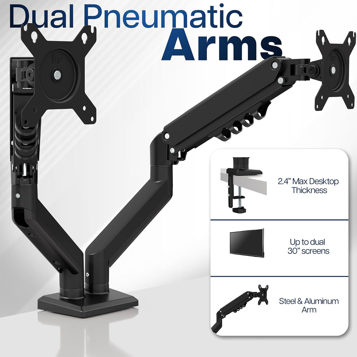 VIVO Aluminum Articulating Dual Monitor Arm for 13 to 30 inch Screens, Desk Mount Tension Spring Monitor Stand for 2 Screens, Black, STAND-V102O