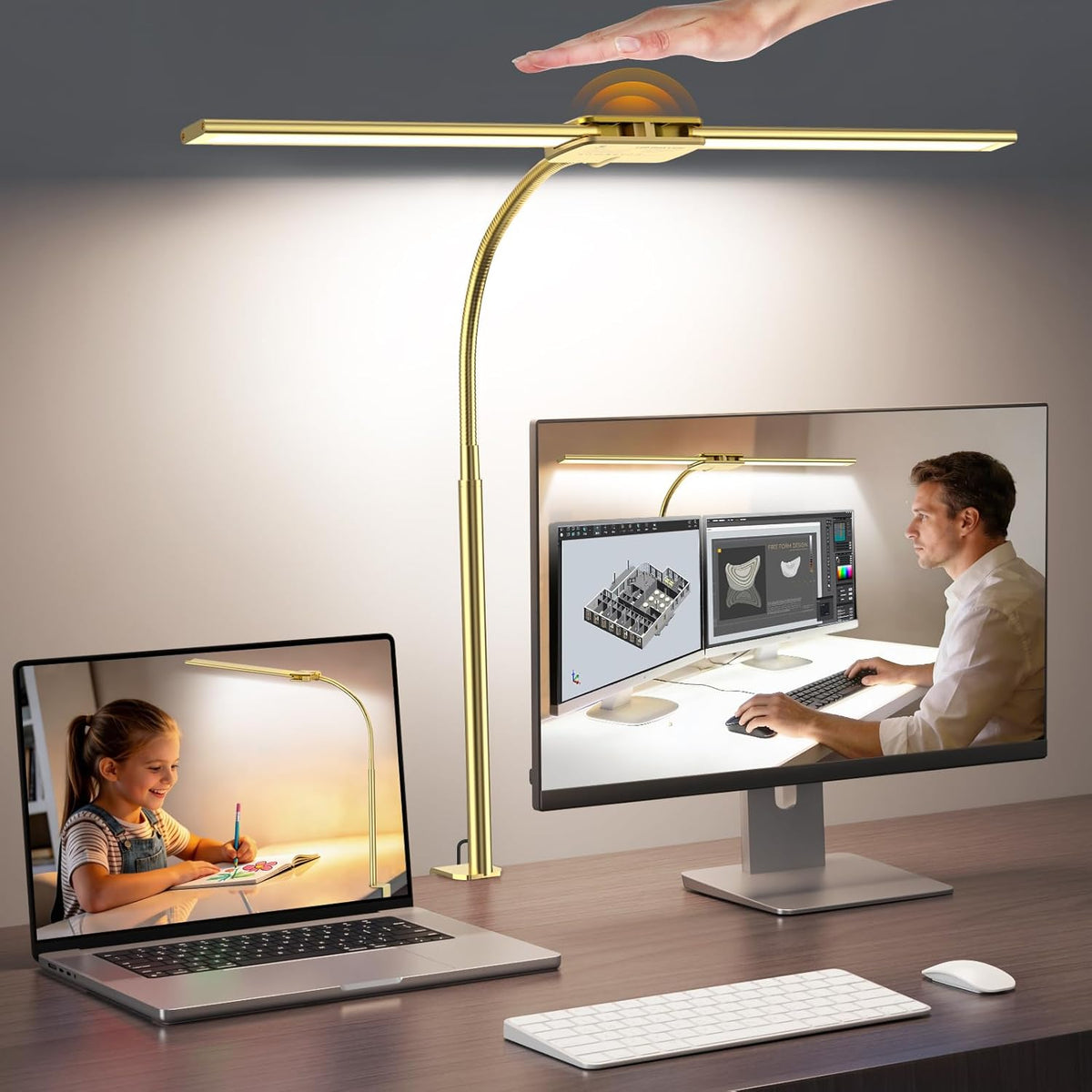 Syrinx LED Desk Lamp for Office Home, Dual Head Eye-Care Architect Lamp