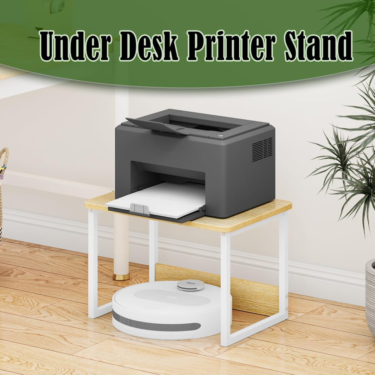 Printer Stand for Desk, 17.1"x12.4" Desktop Printer Stand Shelf Organzier