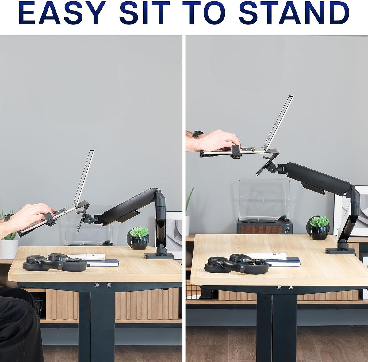 VIVO Universal Adjustable 10 to 15.6 inch Laptop Mount for Desk, Single Mechanical Arm VESA Notebook Stand with C-clamp and Grommet Options, Black, STAND-V001O-L