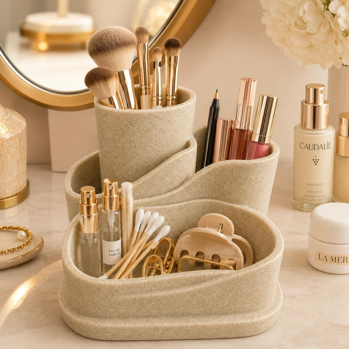 Aesthetic Desk Organizer, Cute Pencil Holder, Boho Office Caddy for Desk