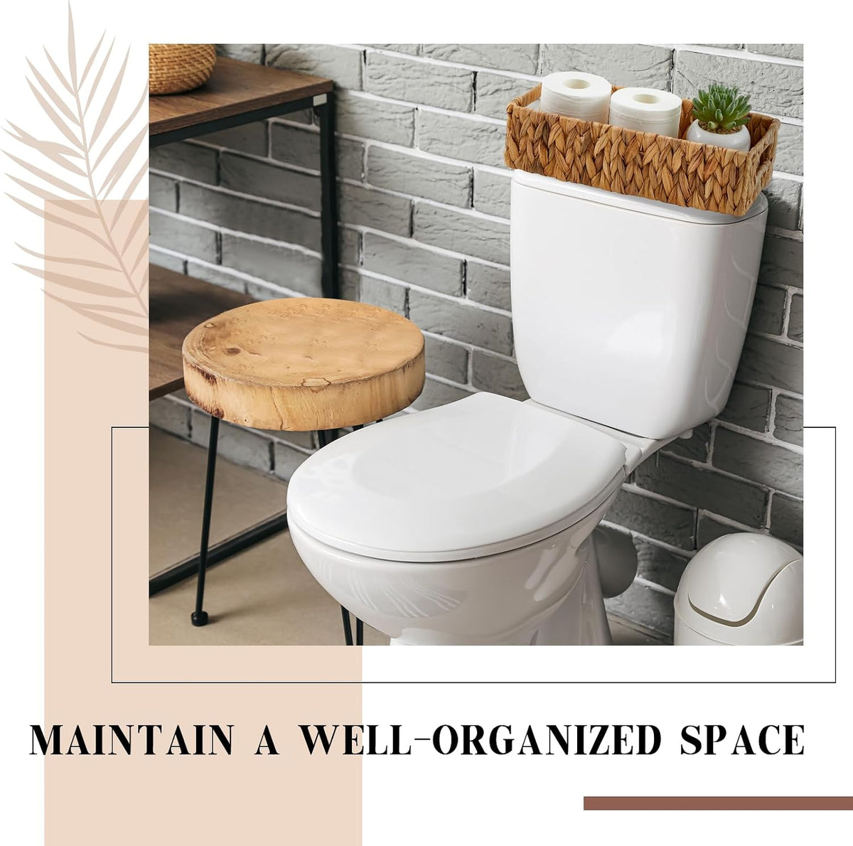 Teenyyou 2 Pcs Water Hyacinth Bathroom Basket with Handles