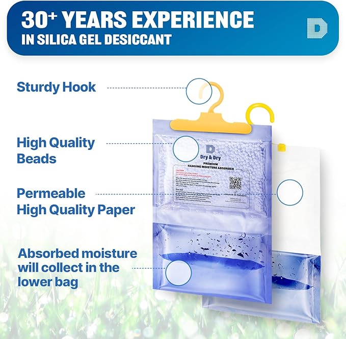Dry & Dry 5 Packs [Net 7 Oz/Pack] Moisture Absorbers Dehumidifiers for Home Dehumidifier for Basement for Bedroom Small Dehumidifiers - Moisture Absorbers