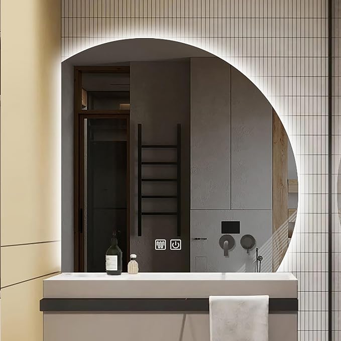 Bathroom Wall Mounted Mirror, LED Illuminated Vanity Mirror