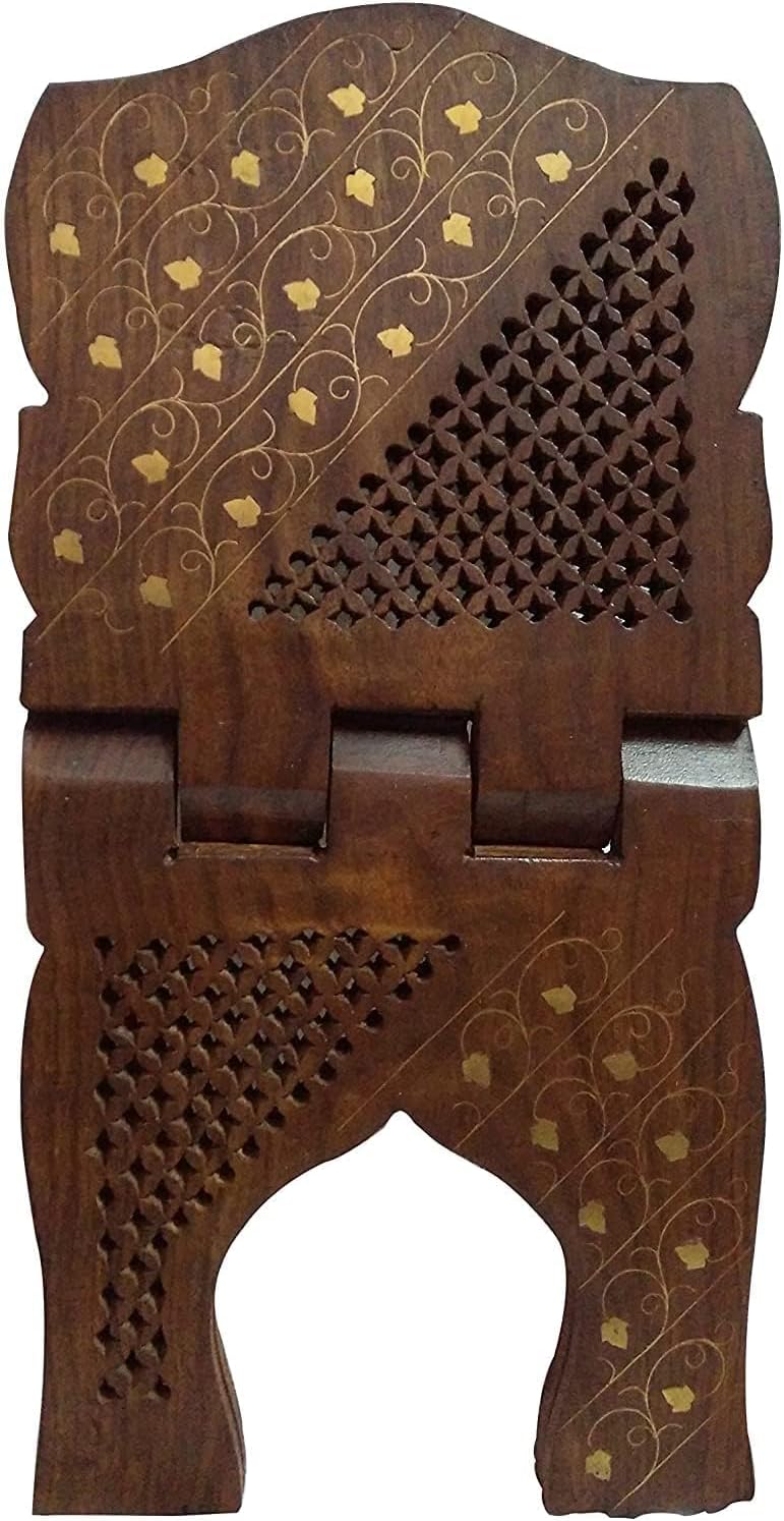 Wooden Handmade Quran Geeta Bible Holder Support Stand Reading Book Holder Display Folding Religious Prayer Stand Wooden Holy Book Stand Medium Size 15 Inches Large Big Size