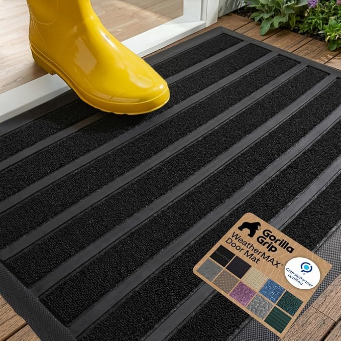 GORILLA GRIP 100% Waterproof All-Season WeatherMAX Doormat US Designed Natural