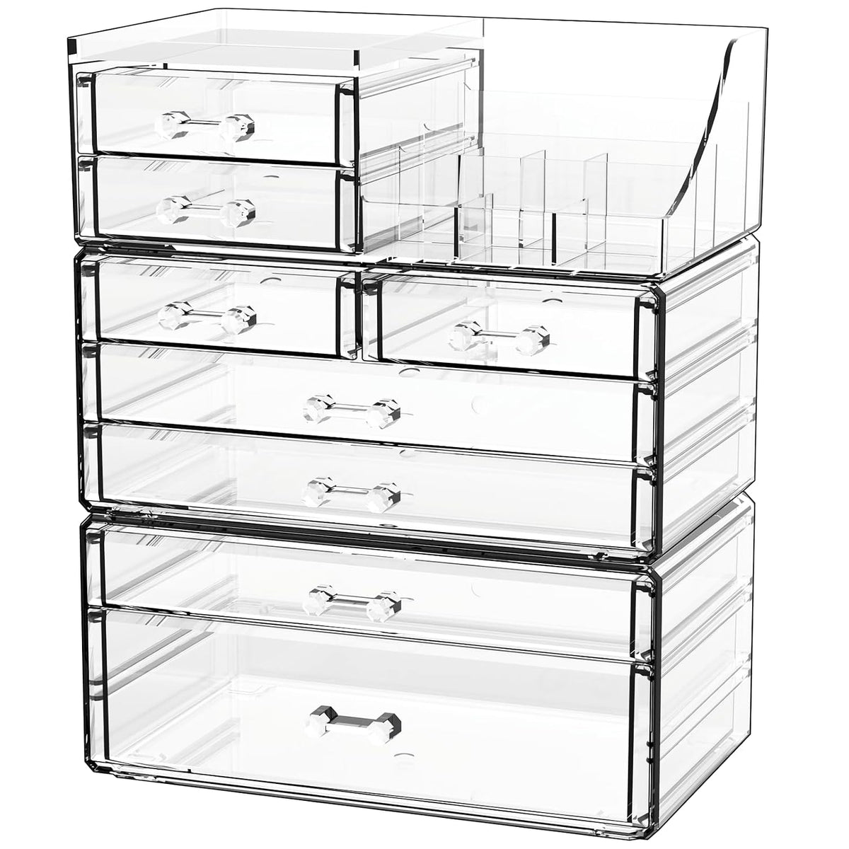 Acrylic Clear Make up Organizers And Storage for Vanity,Bathroom Skincare Organizer With 8 Drawer for Dresser,Plastic Desk Accessories Organization,Cosmetic Organizer Countertop for Beauty,Skin Care
