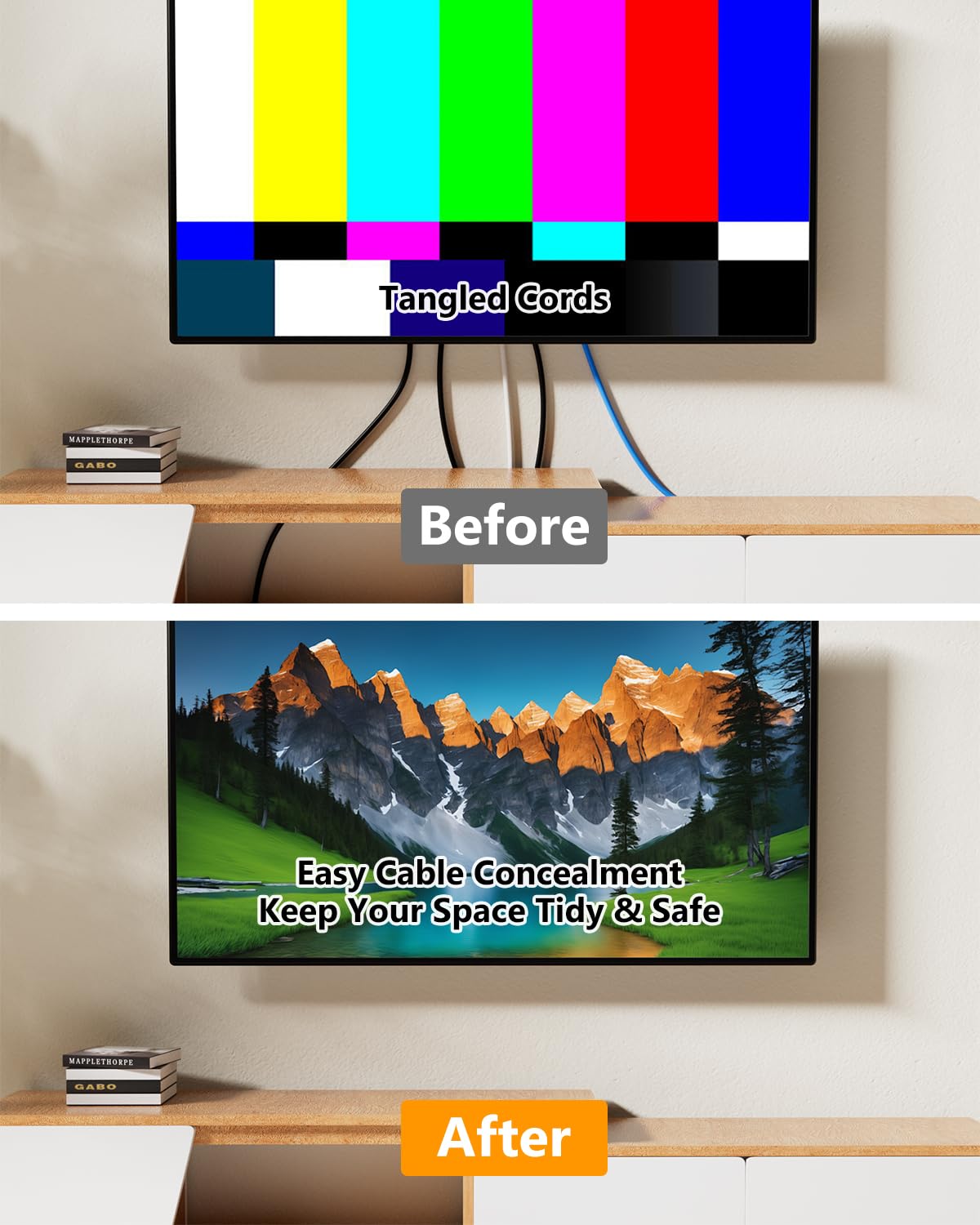Forging Mount TV Cord Hider for Wall Mounted TV with 2 AC Outlets, USB-A Ports & Type C Ports, in-Wall TV Cable Concealer Kit with Recessed Power, Easy, Safe Cable Management with 9.6” Extension Cord