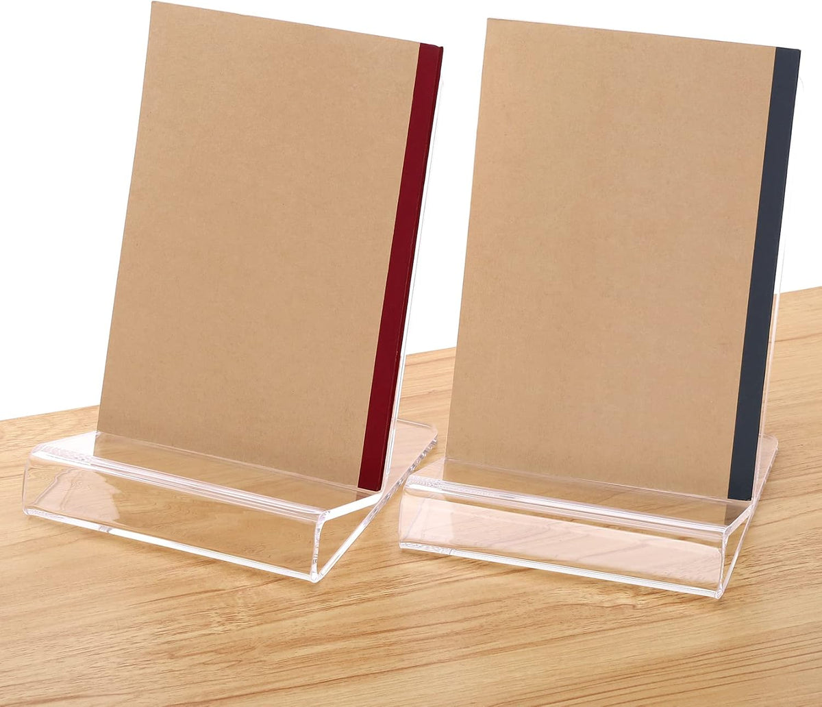 SANRUI 2 Pack Acrylic Book Stand, Clear Easel Stand for Display, A4