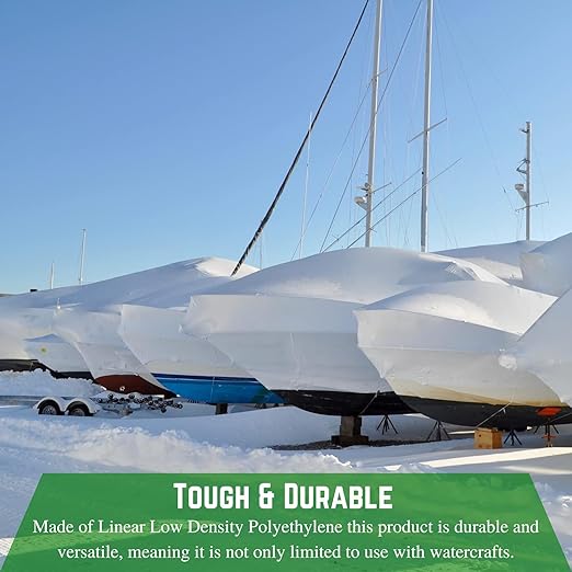 FPS Polyethylene Shrink Film - 7 mil Boat Shrink Wrap - White, 20' x 150'