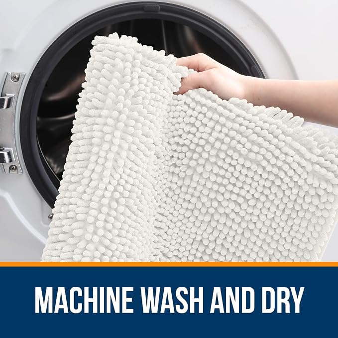 OLANLY Small Bathroom Rugs 24x16, Extra Soft Absorbent Chenille Bath Rugs
