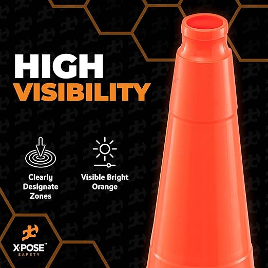 Xpose Safety 36 Inch Orange Traffic Cones- Bulk Full Pallet 252-Pack - Multipurpose PVC Plastic Safety Cone for Parking, Soccer, Caution, Kids and Construction - DOT Approved