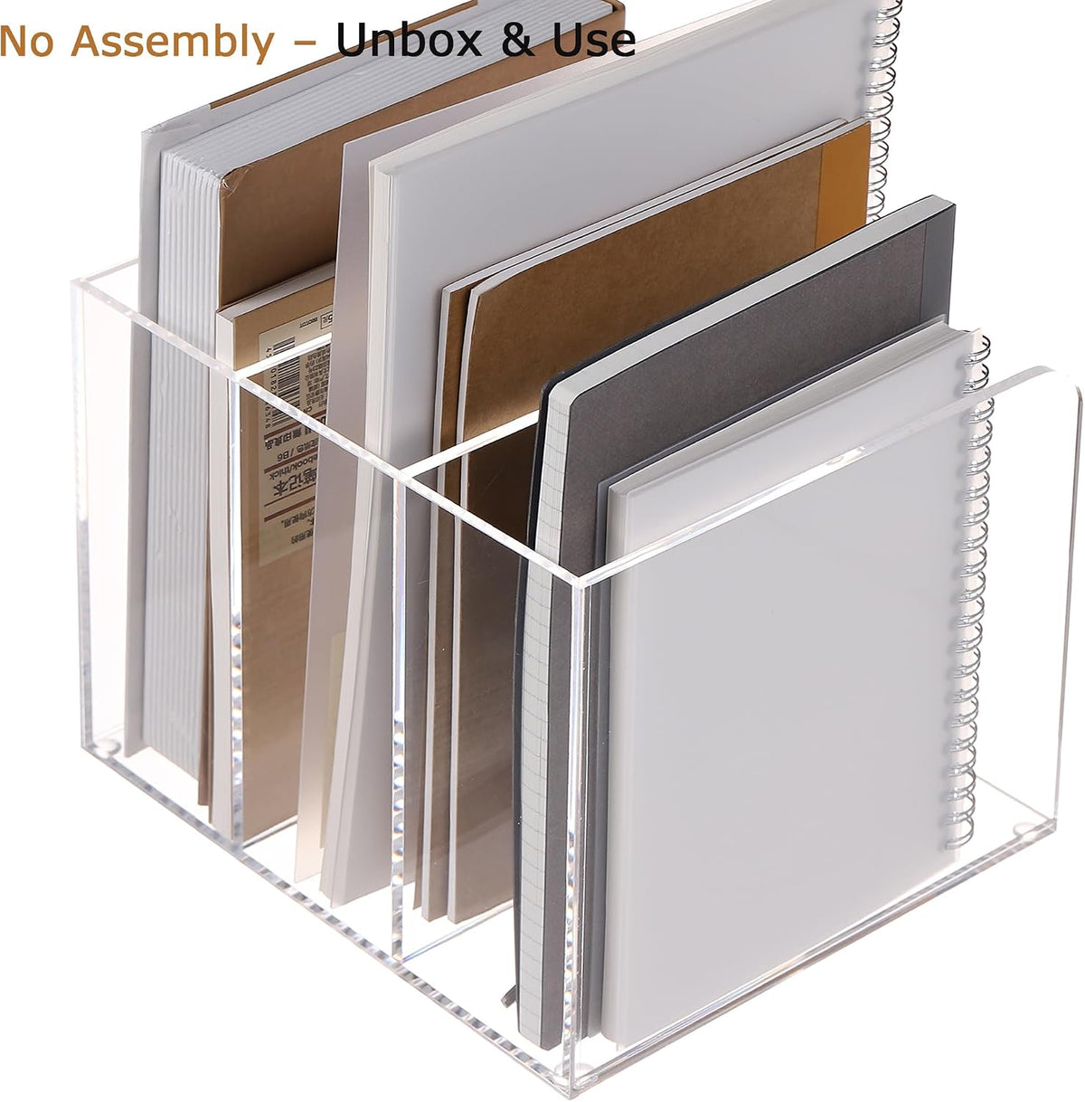 Acrylic Desk File Organizer, 3-Section Vertical File Folder Rack,Clear