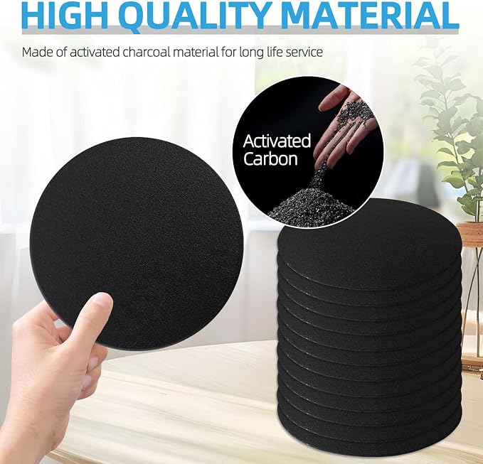 12 Pack Compost Filters for Countertop Bin, 6.7 Inch Charcoal Filters for