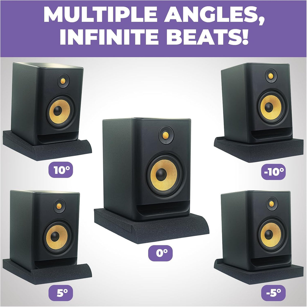 Liquid Stands Studio Monitor Sound Isolation Pads for Speakers 6"-8" High-Density Speaker Foam Pads that Prevents Vibrations Angled Speakers Riser - Acoustic Speaker Isolation Pad for Floor, Desktop