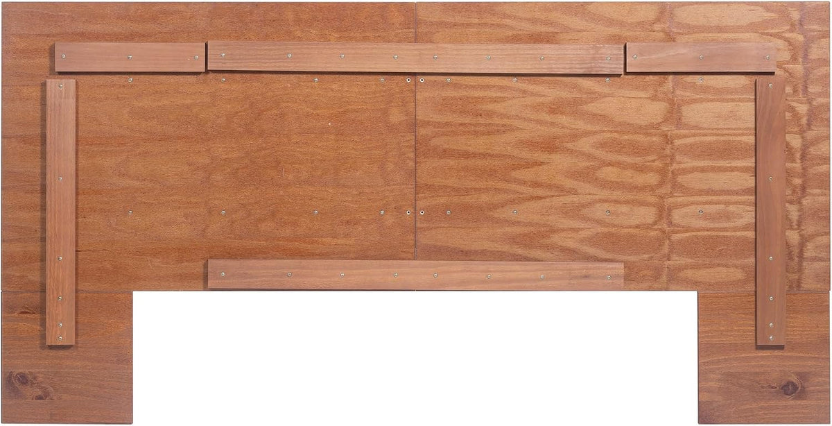 memomad Bali Full Size Slim Set: Storage Platform Bed with Drawers and Compartments + Wall Mounted Headboard, Solid Pine Wood Furniture with Underbed Storage, No Box Spring Needed, Caramel Brown
