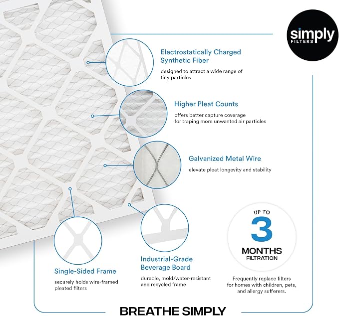 Simply 14x24x1 Air Filter, MERV 8, 6 Pack,