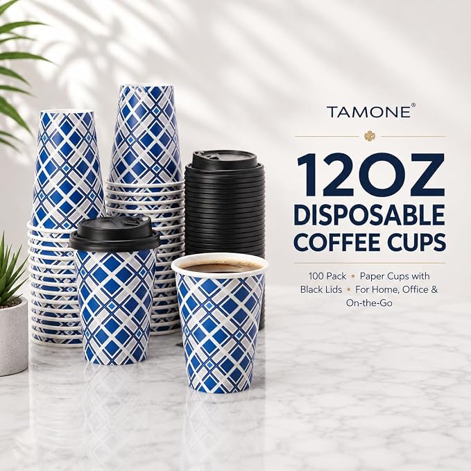 Tamone 100 PACK 12OZ Disposable Coffee Cups